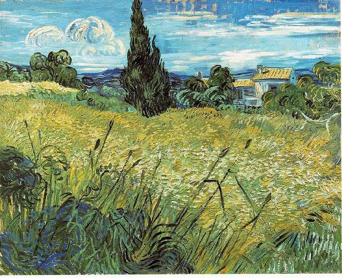 Vincent Van Gogh Green Wheat Field with Cypress Spain oil painting art
